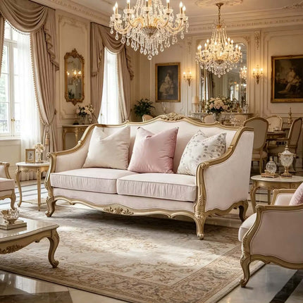 French Style High-End Three-Person Slipcovered Fabric Sofa Modern Chesterfield Design Luxury Living Room Furniture