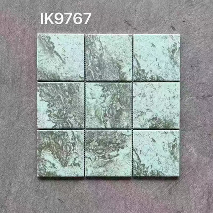 Mosaic Porcelain Sukabumi Pool Tiles Outdoor Indoor Bathroom Tiles 30x30cm Green Design
