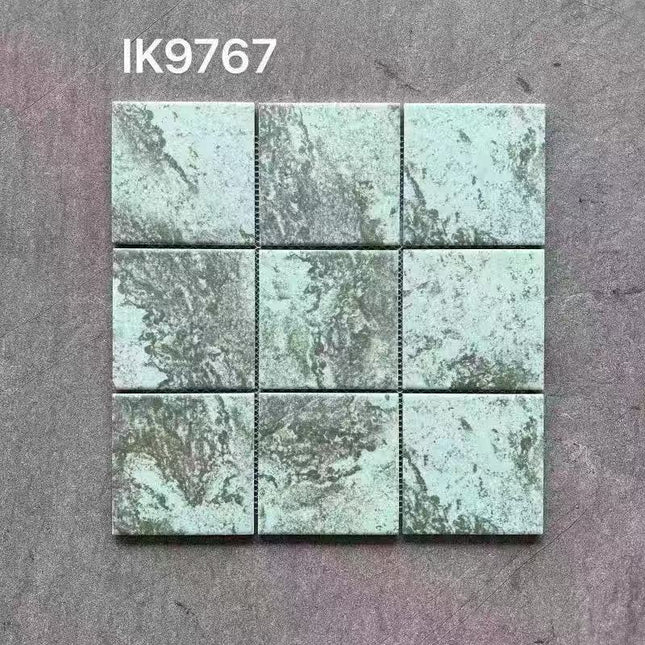 Mosaic Porcelain Sukabumi Pool Tiles Outdoor Indoor Bathroom Tiles 30x30cm Green Design