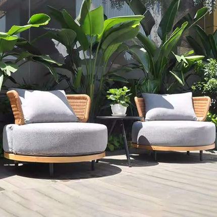Miami Garden Furniture Round Pe Rattan Sofa Outdoor Furniture Sets Waterproof Circular Patio Outdoor Sectional Sofa