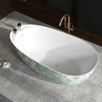 Artificial Cave Stone Oval Freestanding Bathtub Modern Simple High-End Bathroom For Home