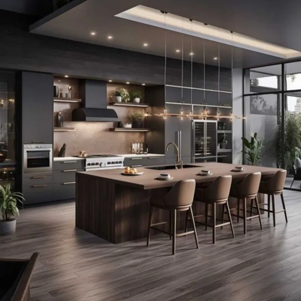 Luxury Kitchen Cabinets Furniture Modern Kitchen Cupboards Black Lacquer Solid Wood Kitchen Cabinet Set With Countertops