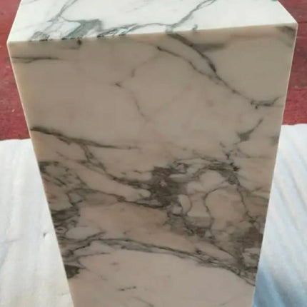 Living Room Natural White Marble Side Table Arabescato Marble Stone Plinth Table