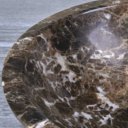 Modern Polished Dark Brown Marble Bathroom Sink For Hotel Use With Unique Shape