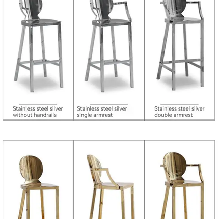 Gold Stainless Steel Adjustable Bar Stool Luxury Dining Chair for Hotel Restaurant Home Furniture Modern Design