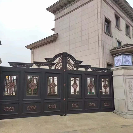 Aluminum Main Gate Designs of Retractable Gate for Security QG L1726 Sale Top Anti Style Industrial Government School Pattern