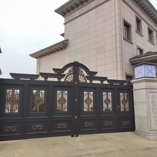 Aluminum Main Gate Designs of Retractable Gate for Security QG L1726 Sale Top Anti Style Industrial Government School Pattern