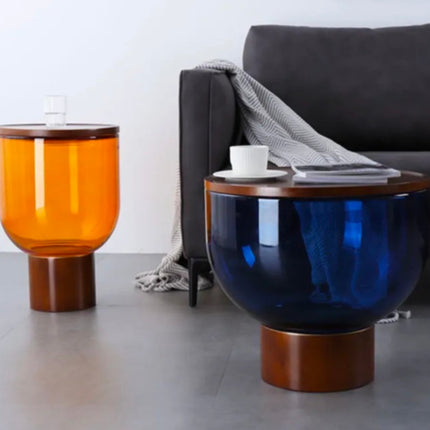 Creative Light Luxury Simple Bell Coffee Table Modern Simple Designer Round Living Room Colored Glass Side Table