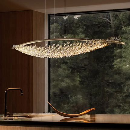 New Crystal Chandelier for Dining Room Island Counter Luxury Creative Villa Bar Counter Pendant Lamp Light