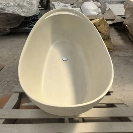 Modern Matte Black Freestanding Bathtub One Piece Solid Surface Artificial Stone Eco-Friendly for High End Home Spa