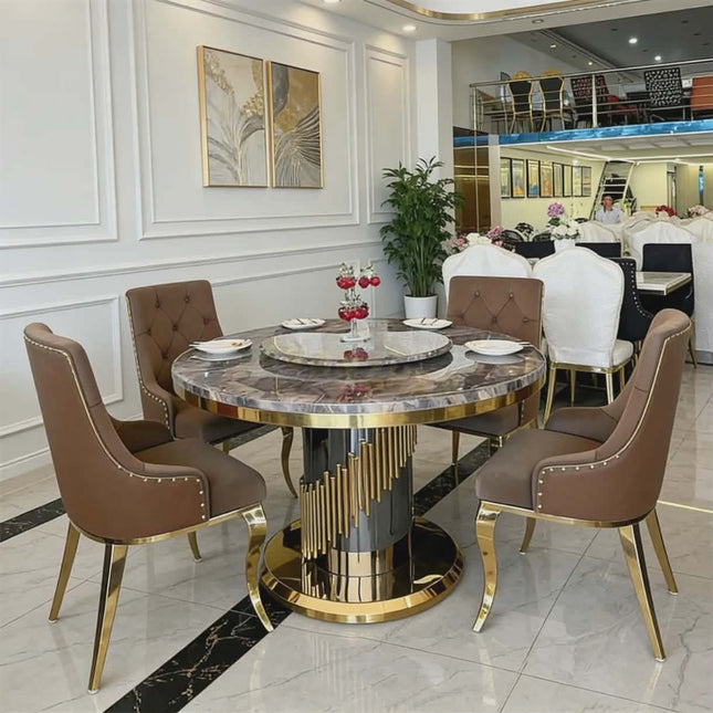 Luxury Modern Round Marble Dining Table – Elegant Dining Set for Villas, Dining Rooms & Restaurants