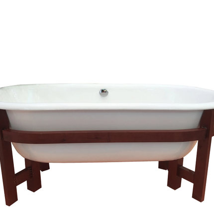 Wooden Pedestal Cast Iron Enameled Bath Tubs