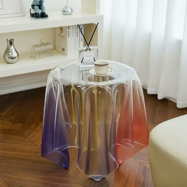 Coffee Table Gradient Transparent Acrylic Draped Cloth Sculpture Design Modern/Contemporary Living Room & Bedroom Side/End Table