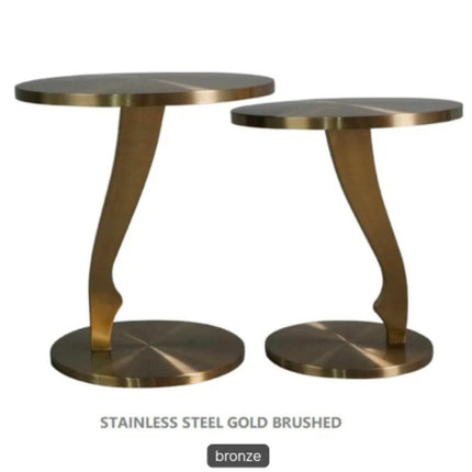 Nordic -Style Light-Luxury Stainless Steel Side Table Modern Compact Design Laser-Cut Rounded-Edge Living Room Furniture