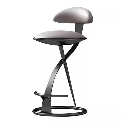Home bar Chair Stainless Steel High Footrest with Cushion Soft Leather Chair