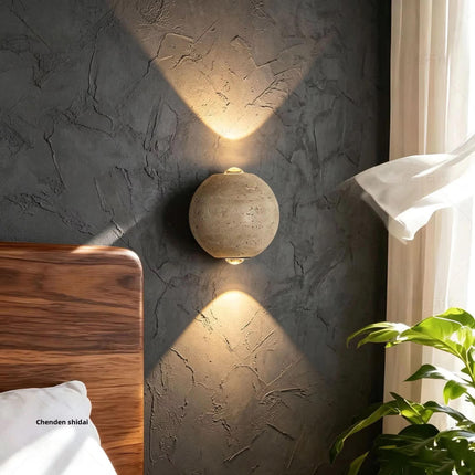 Wabi-Sabi Style Modern and Simple Spherical Wall Lamp Indoor Living Room Bedroom Bedside Ambient Light Creative Lamp