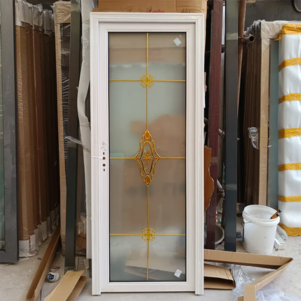 Deluxe Single Decorative Frosted Glass Bathroom Door for Elite Residences