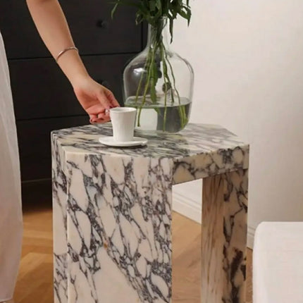 Calacatta Viola Marble Side Table Luxury Italian Polished End Table with 1 year Warranty for Villa & Hotel Living Room Decor