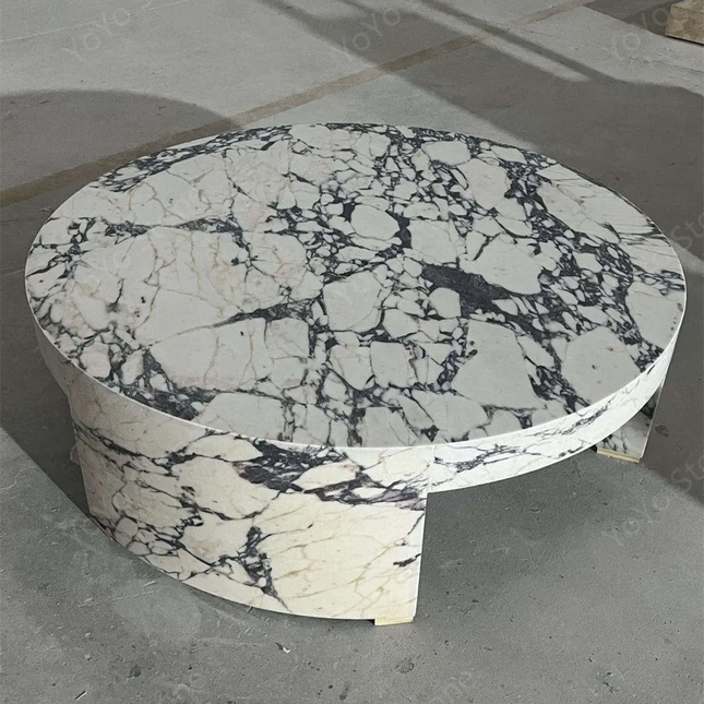 Luxurious Modern Calacatta Violet Marble Round Coffee Table Durable lliving rroom Furniture