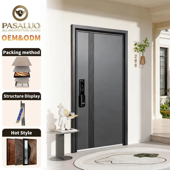 2026 OEM PSL New Design Luxury Custom Steel Home Villa Residential Entrance Security Front Entry Exterior Doors For Houses