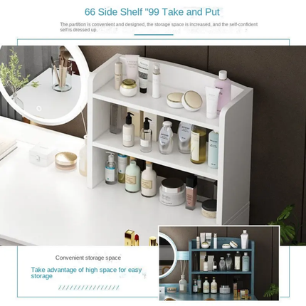Modern Simple LED Lighted Dressing Table Integrated Storage Solid Wood Makeup Table  For Bedroom Living Room Small Apartment