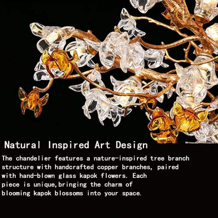 Luxury Art Pendant Light Branch Chandelier Handmade Flower G9 Build Aluminum Glass Shade 3-Temperature Living Room Dining Room