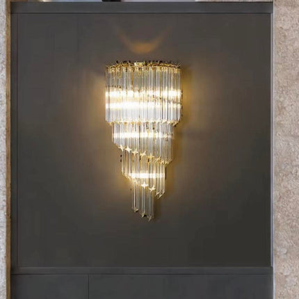 Modern Cylindrical Stainless Steel K9 Crystal High CRI 95 Recessed Mount Dimmable LED Wall Lamp for Living Room