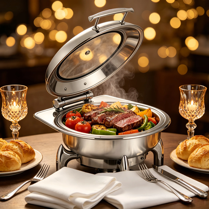 Stainless Steel Hydraulic Buffet Warming Equipment Food Glasses Chafing Dishes For Hotels Catering For Catering