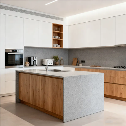 Custom Wholesale Island Cabinet Unit Set Modular Kitchen Cupboard Wooden Kitchen Cabinet Set Factory Price