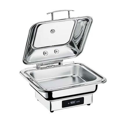 Electric Stainless Steel Square Food Chafing Dish Induction Heating Buffet Stove 6L Capacity Hotels Restaurants