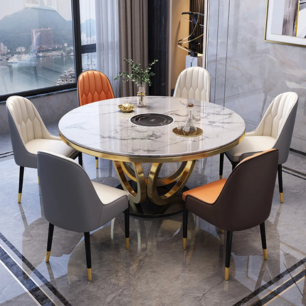 Dining Room Furniture Luxury Round Marble Dining Table Stainless Steel Modern Dining Table Set 6 Seater Dining Tables For Home