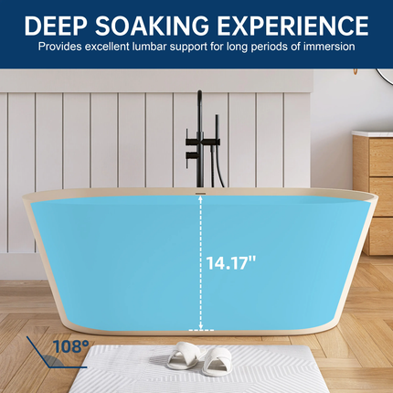 Solid Surface Freestanding Soaking Tub for Adults With Milky Coffee Color Oval Shape Modern Style Durable & Eco-Friendly