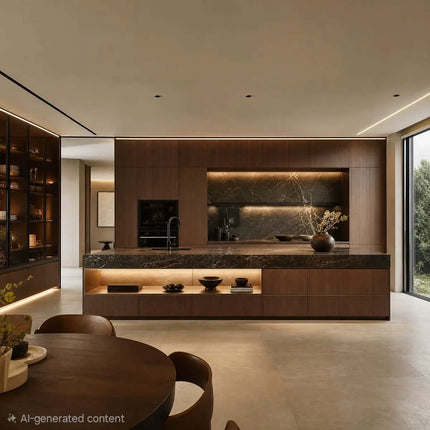 Walnut Wood Kitchen Cabinet Natural Grain Modern Style Whole House Custom Builder Project Kitchen Cabinets Island Lacquer