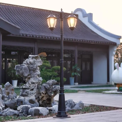 European Retro LED Landscape Light Pole Column Light Aluminum Pedestrian Area Decoration IP65 Garden Courtyard Straight Electric