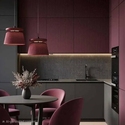 Modern Furniture Luxury Red and Pink Series Customized Wood MDF Melamine Kitchen Cabinets Set with Sink Modural Kitchen Cupboard
