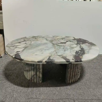 Modern luxury designer marble plinths small coffee table calacatta Viola base center tables set furniture bedroom living room