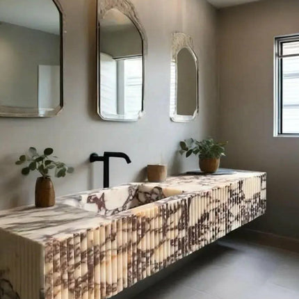 Stonesun Modern Solid Marble Sink – Calacatta Viola, for Luxury Ensuite Bathroom and Washroom Use