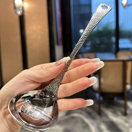 Internet Celebrity Stainless Steel Long Handle Soup Spoon Fish Scale Design Household Hot Pots Spoon Cutlery
