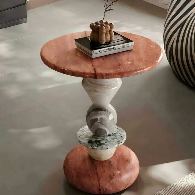 Luxury Round Corner Table Furniture Designer's Style Villa Living Room Sofa Marble Side Table Hotel Bedroom Bed Side Tables