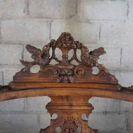 Antique Victorian Neo-Renaissance Carved Wood Settee Sofa