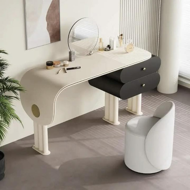 Advanced Luxury Solid Wood Dressing Table Simple Storage Bedroom Console With Mirror For Makeup Light Luxury Vanities