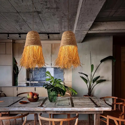 Japanese Vintage Art Chandelier for Living Room Thai Style Homestay Bedroom Hot Pot Restaurant Pendant Lights 3500K Warm White