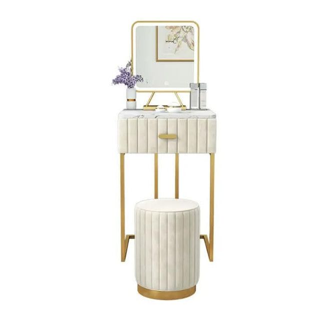 Minimalist Nordic Gorgeous Fashion Simple Design One Piece Mirror Metal Dressing Table modern Makeup Vanity