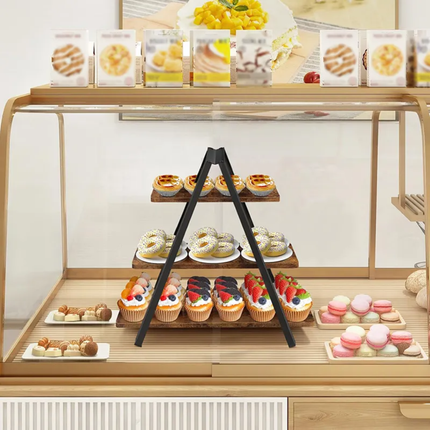 3-Layer Country Brown Wooden Dessert Table Display Stand Farmhouse Style Paper Cup Cake Stand For Family Parties & Decorations