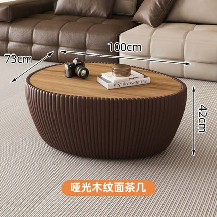 Made of FiberGlass Modern Wood & Marble Top Groose Egg Shape Orange Coffee Table For Living Room Home Furniture