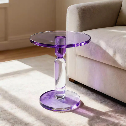 Modern Round Gradient Acrylic Coffee Table – Transparent Elegant Design, Ideal Glass-Like Furniture for Living Room Home Use