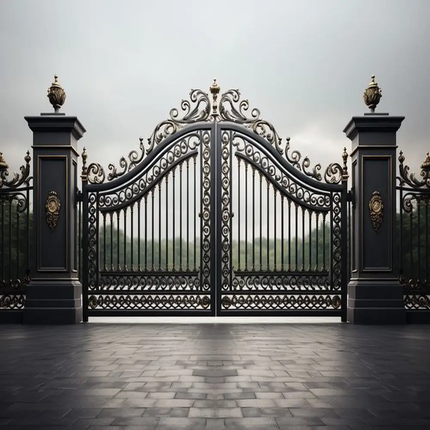 Decorative Wrought Iron Gate Custom Steel Driveway Gate Houses 7ft Height Eco-Friendly Classic/Traditional Modern Powder Coated