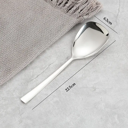 Korean Modern Triangle Large Stainless Steel Spoon Shovel Long Handle Mirror Polish Eco-Friendly Hotel Restaurant Family Use