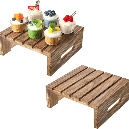 Wood Rustic Cake Stand Risers Display Wooden Pallets Style Tiered Dessert Stand Cupcake Display Boxes With Rope Handles