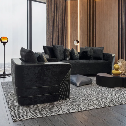 Italian Luxury Modern Sectional Corner Sofa Set High-Density High Resilience Foam Tufted Velvet Fabric Solid Wood Frame
